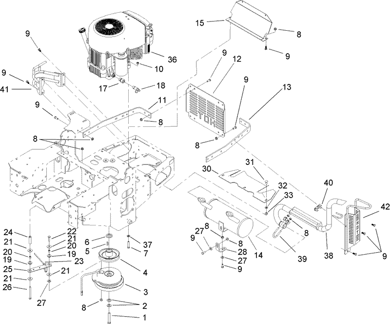 Engine Clutch and Muffler Assembly