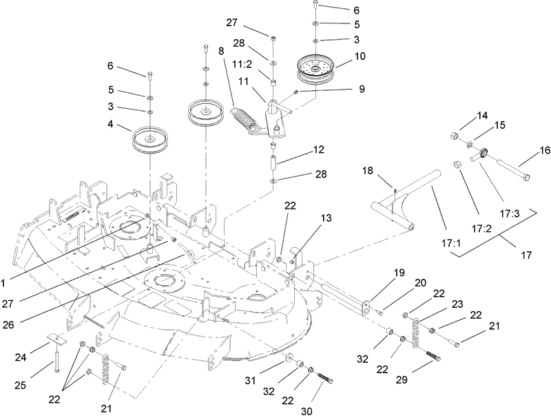 Idler PulleyLift Strut and Chain Assembly