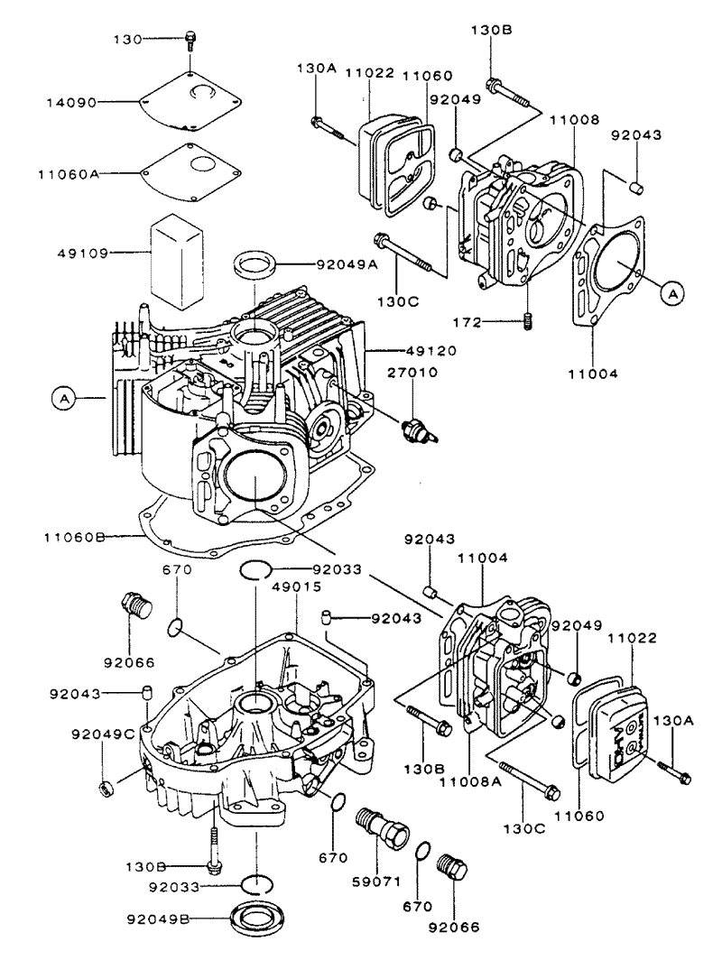 CylinderCrankcase Assembly Kawasaki FH500V ES10