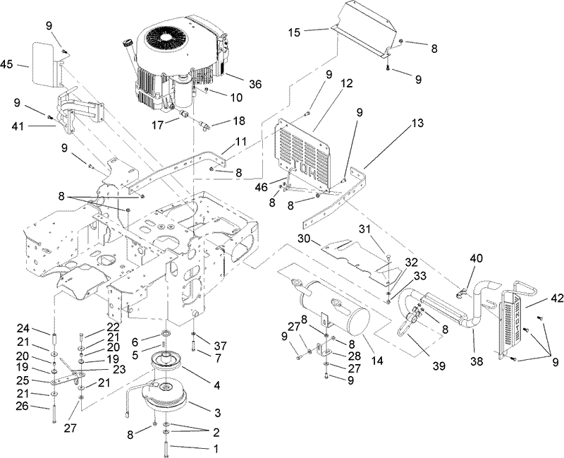 Engine Clutch and Muffler Assembly