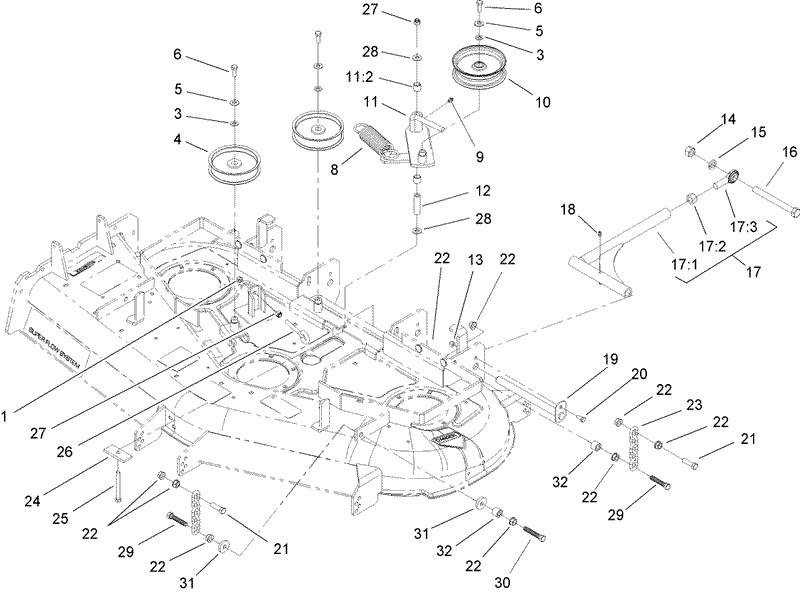 Idler Pulley Lift Strut and Chain Assembly
