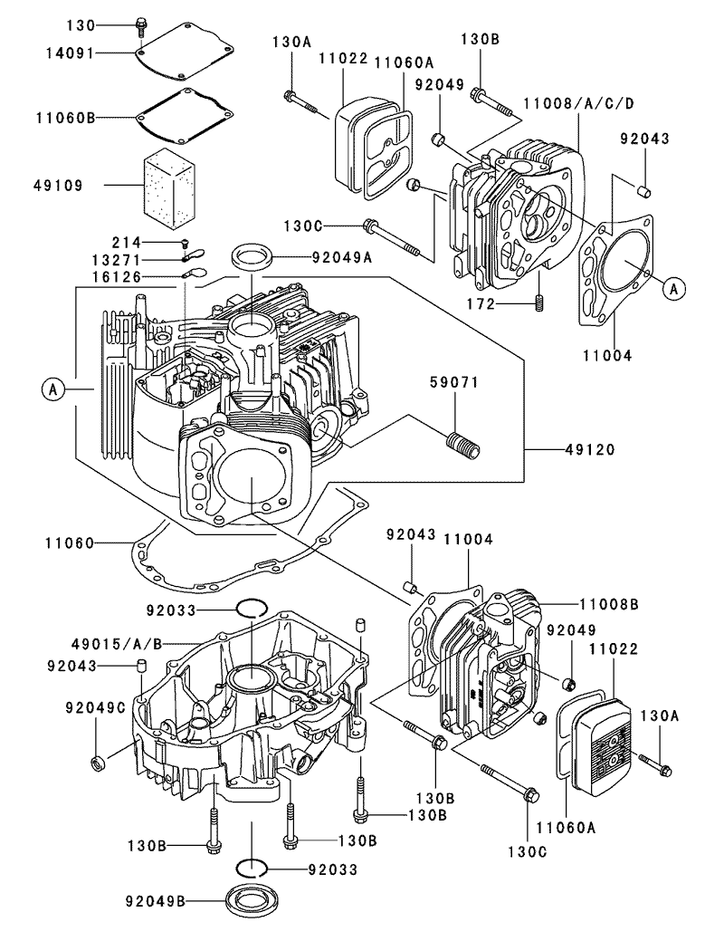 CylinderCrankcase Assembly Kawasaki FH601V DS06