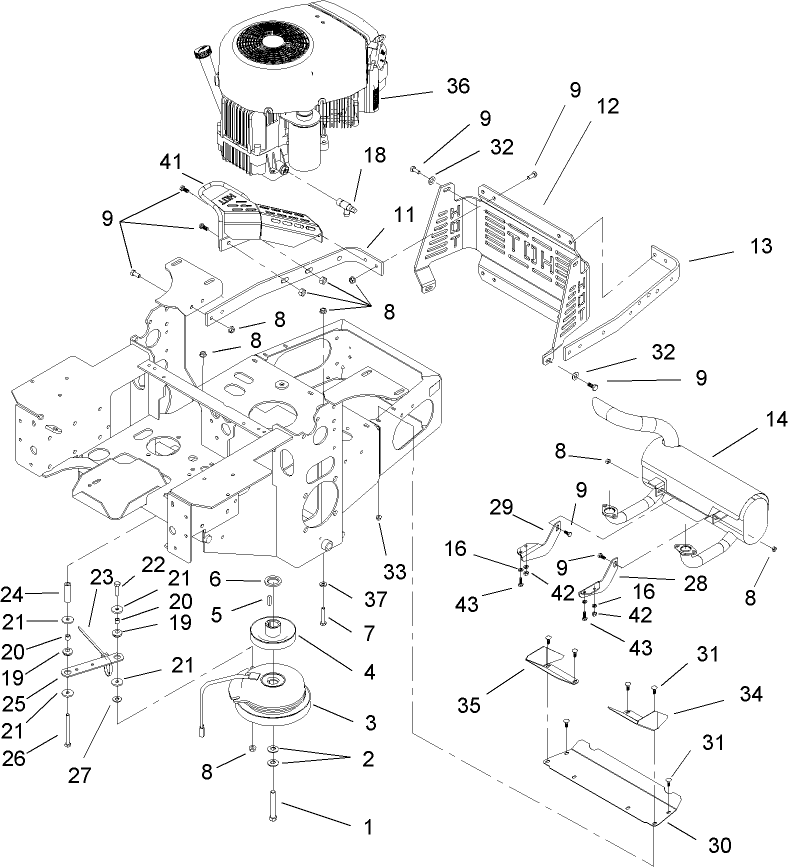 Engine Clutch and Muffler Assembly