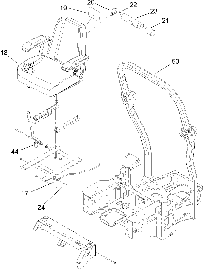 Seat and Roll Over Protection System Assembly