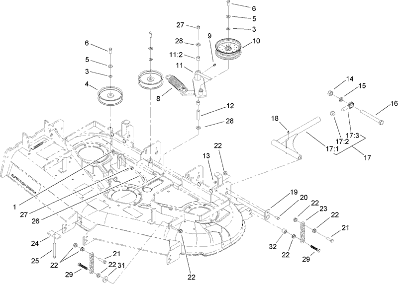 Idler Pulley Lift Strut and Chain Assembly