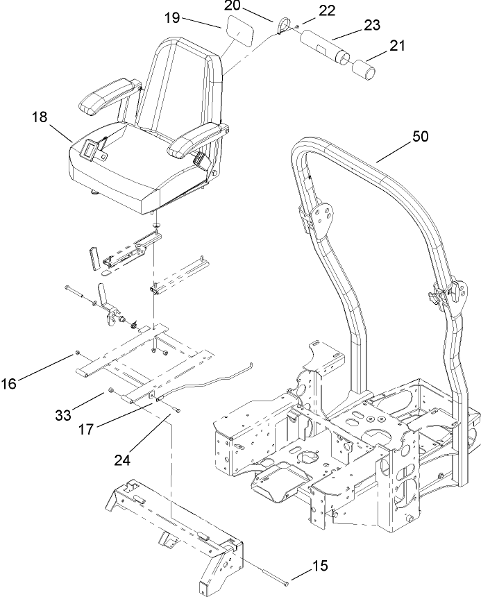 Seat and Roll Over Protection System Assembly