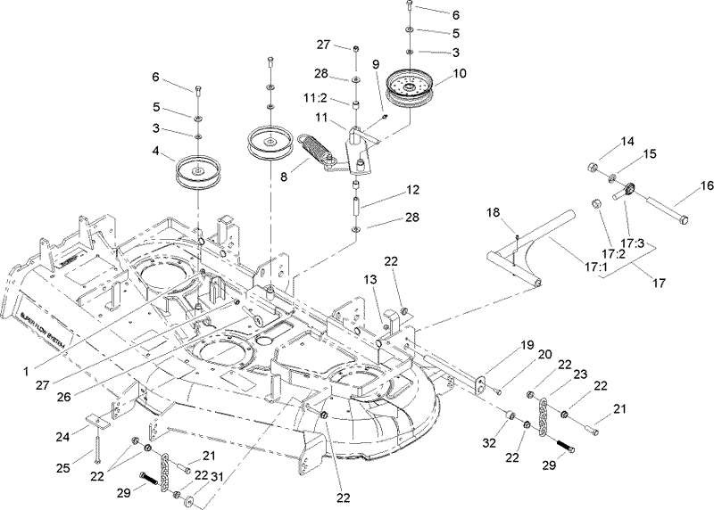 Idler Pulley Lift Strut and Chain Assembly