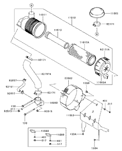 Air Filter and Muffler Assembly Kawasaki FH680V-AS21