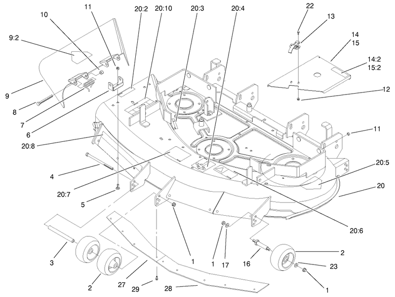 Decals Deflector Cover And Rollers Assembly