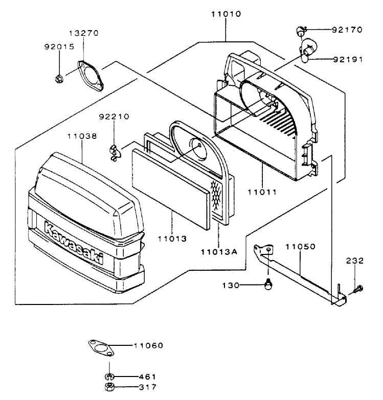 Air Filtermuffler Assembly Kawasaki Fh500v As10