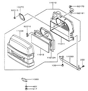 Air FilterMuffler Assembly Kawasaki FH500V-ES10