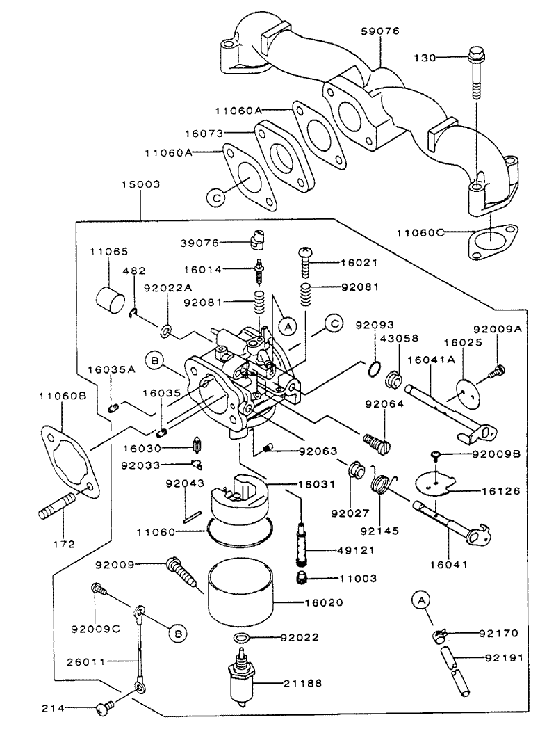 Carburetor Assembly Kawasaki FH500V ES10