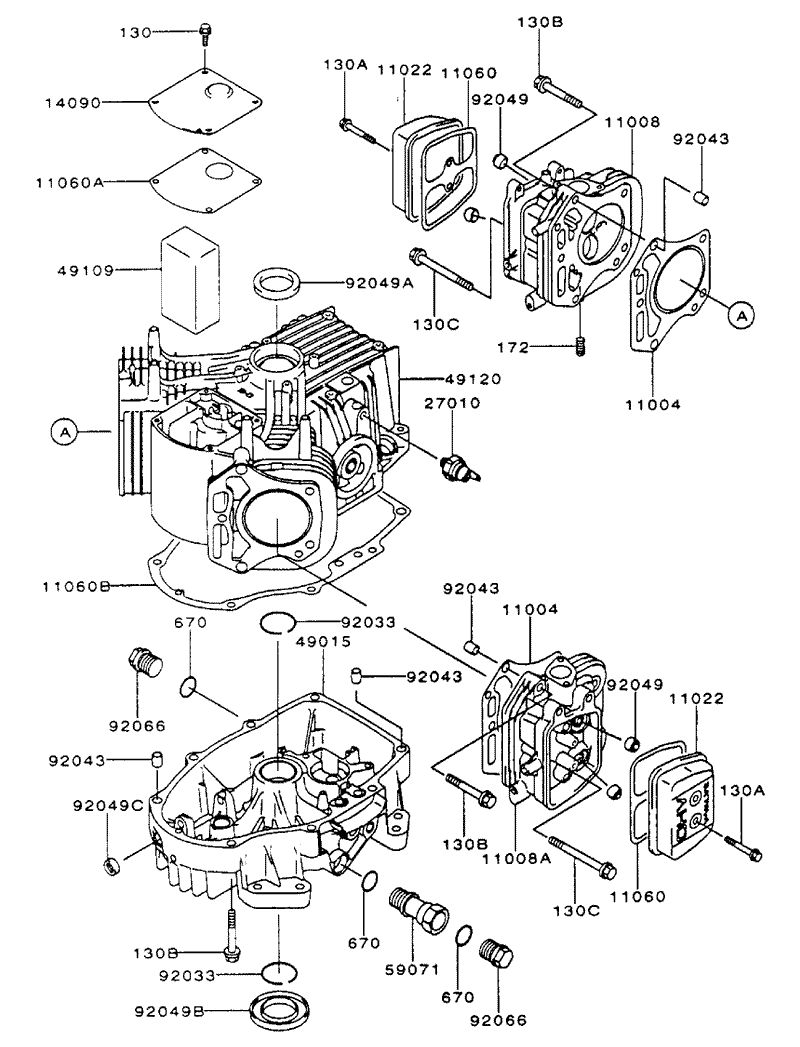 CylinderCrankcase Assembly Kawasaki FH500V ES10