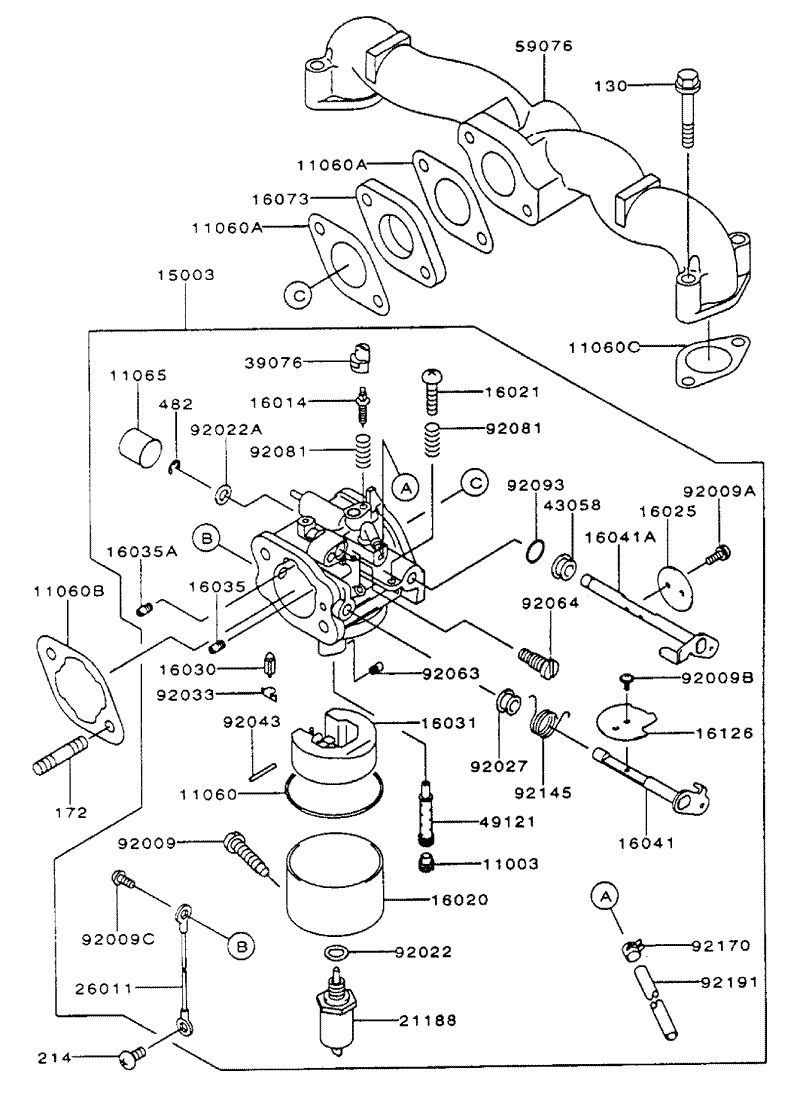 Carburetor Assembly Kawasaki FH500V ES10