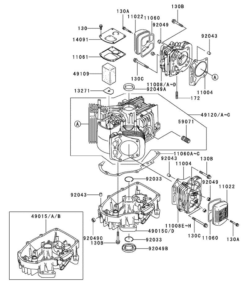 CylinderCrankcase Assembly Kawasaki FH500V ES10