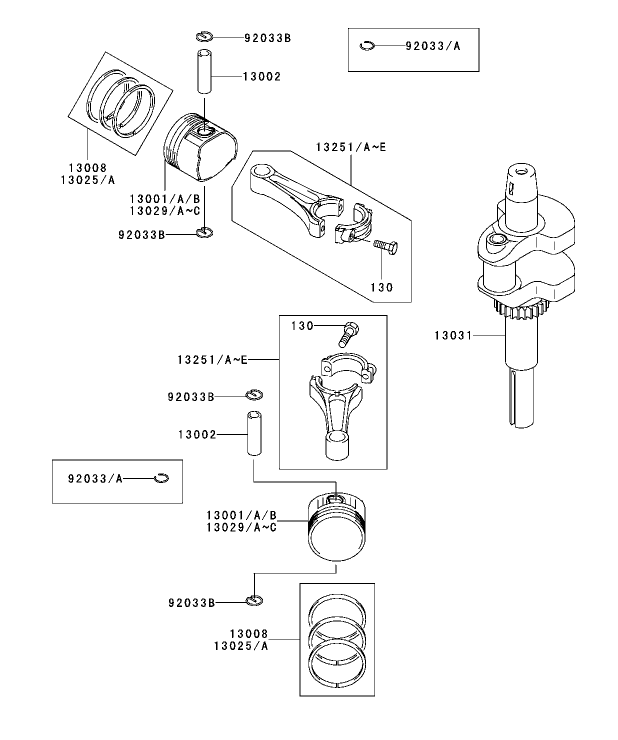 PistonCrankshaft Assembly Kawasaki FH500V ES10
