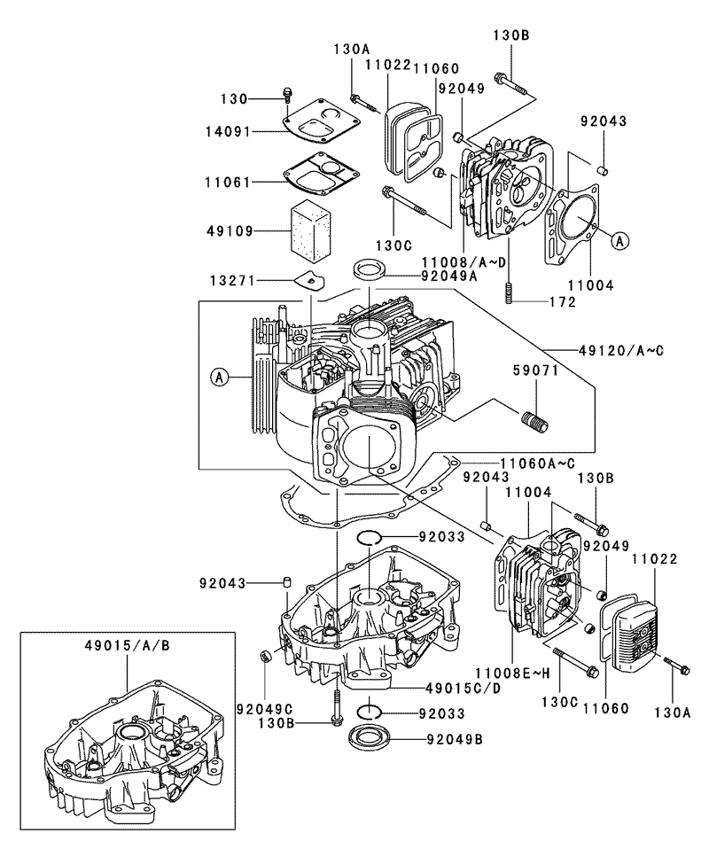 CylinderCrankcase Assembly Kawasaki FH500V ES10