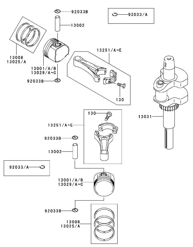 PistonCrankshaft Assembly Kawasaki FH500V ES10