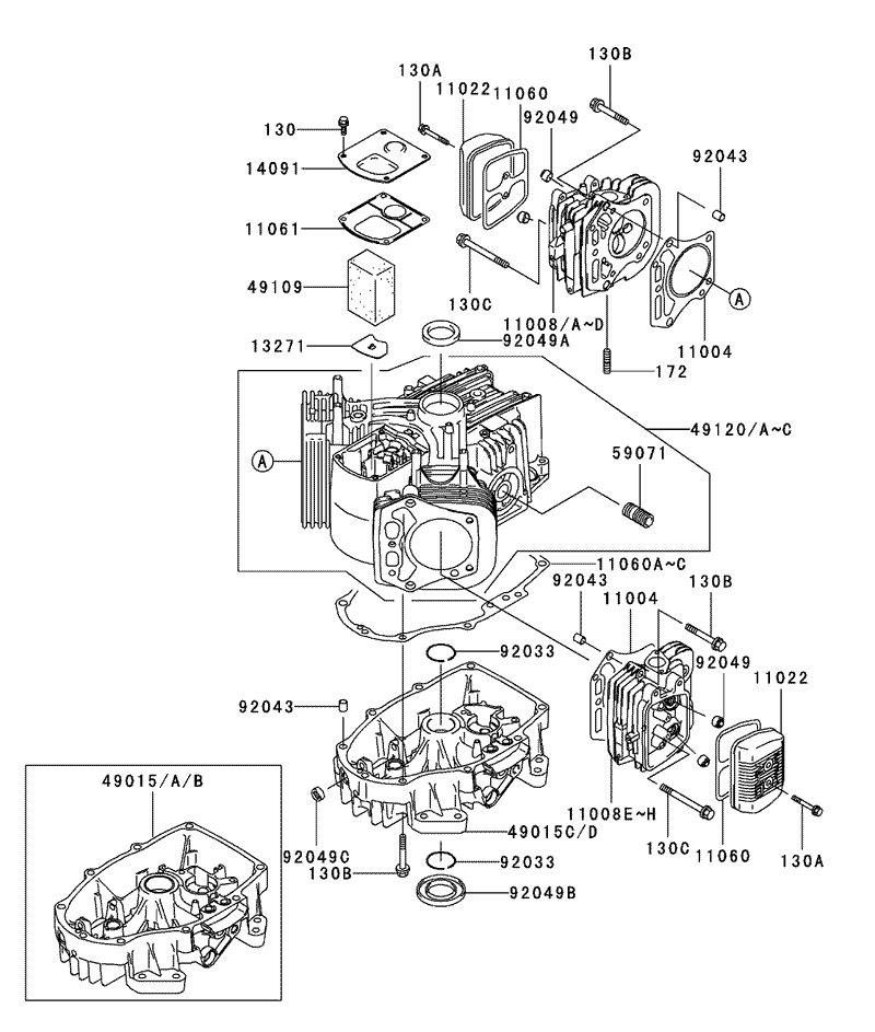 CylinderCrankcase Assembly Kawasaki FH500V ES10