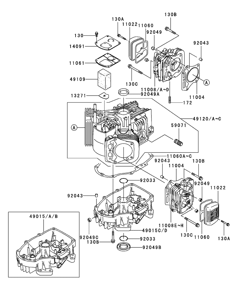CylinderCrankcase Assembly Kawasaki FH500V ES10