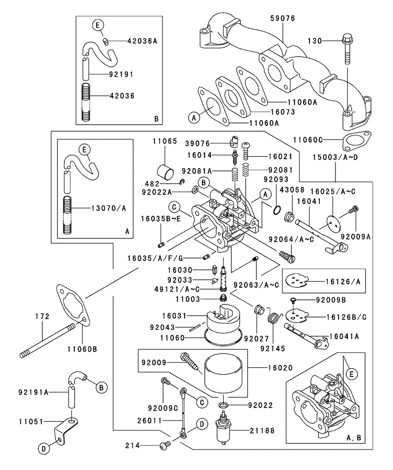 Carburetor Assembly Kawasaki FH500V ES10
