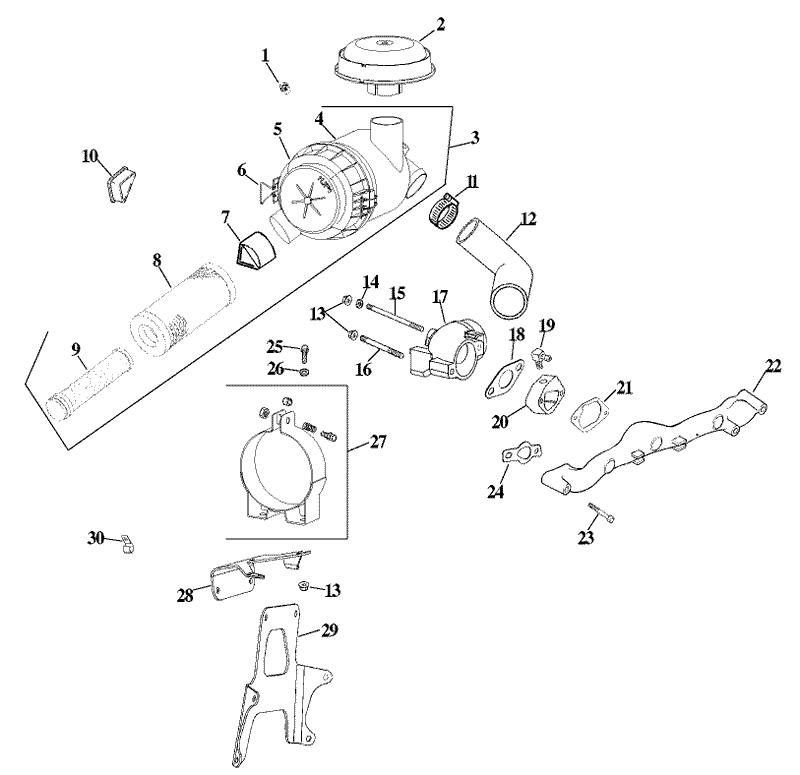 Group 10 Air IntakeFiltration Assembly Kohler CV20S PS65585