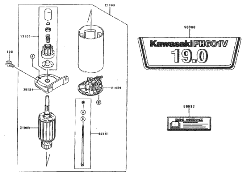 StarterDecal Kawasaki FH601V AS23