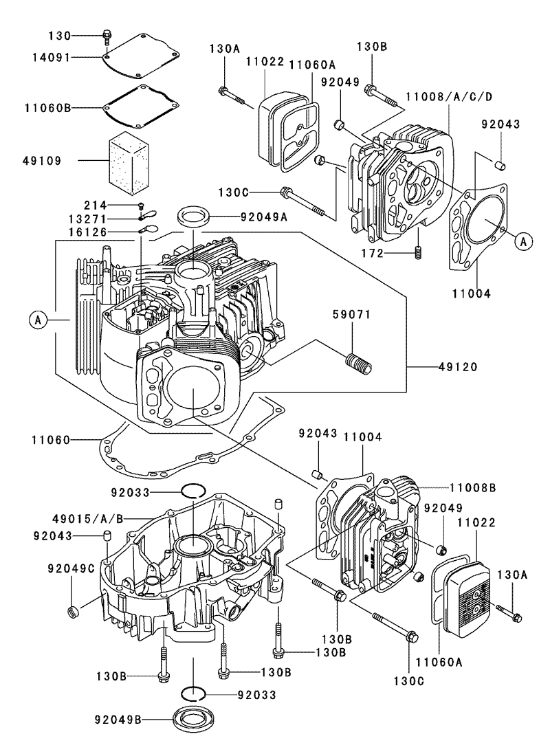 CylinderCrankcase Assembly Kawasaki FH601V DS06