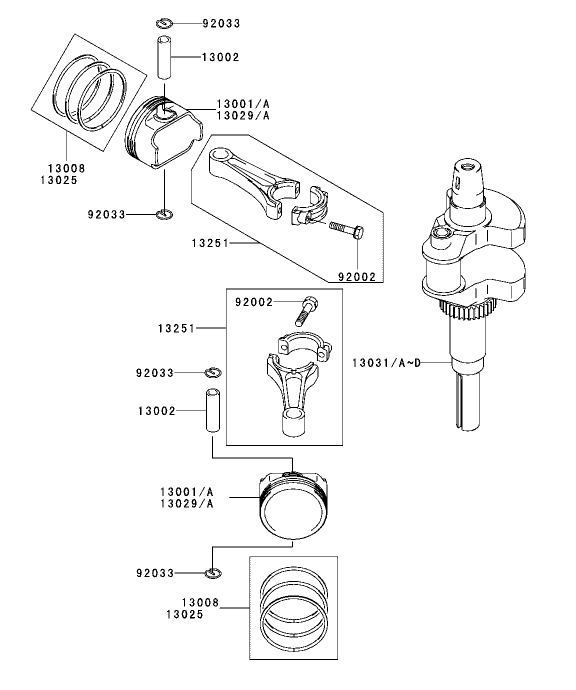 PistonCrankshaft Assembly Kawasaki FH601V DS06