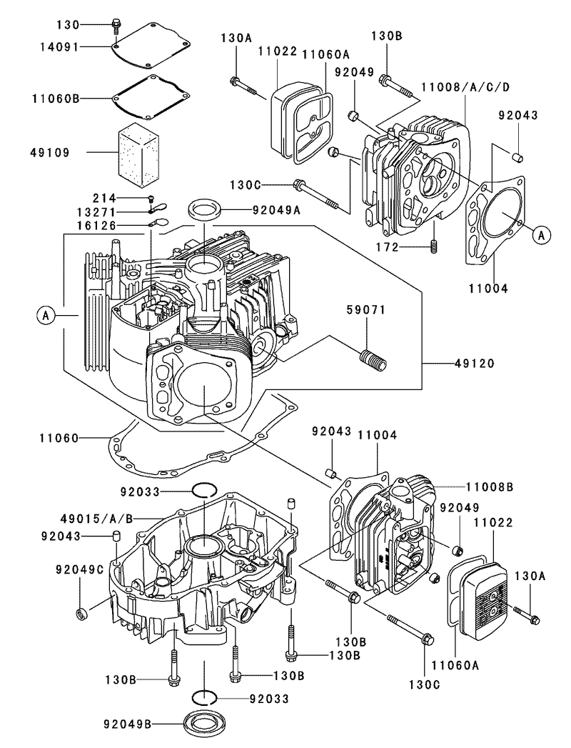CylinderCrankcase Assembly Kawasaki FH601V DS06