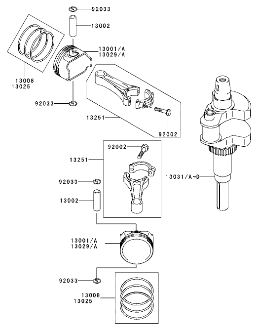 PistonCrankshaft Assembly Kawasaki FH601V DS06
