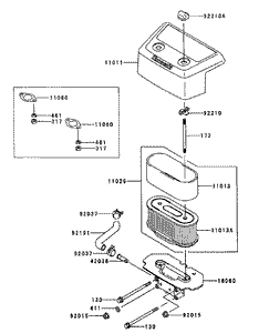 Air FilterMuffler Assembly Kawasaki FH680V-CS10