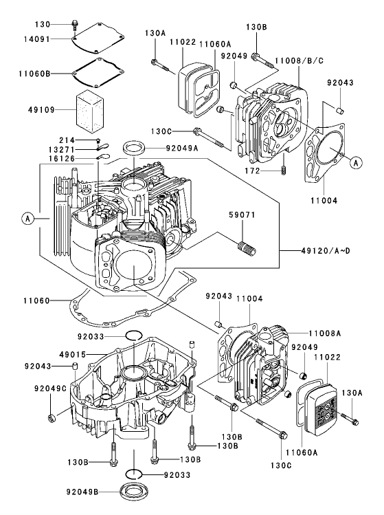 CylinderCrankcase Assembly Kawasaki FH680V CS10