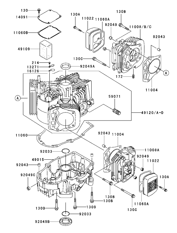 CylinderCrankcase Assembly Kawasaki FH680V CS10