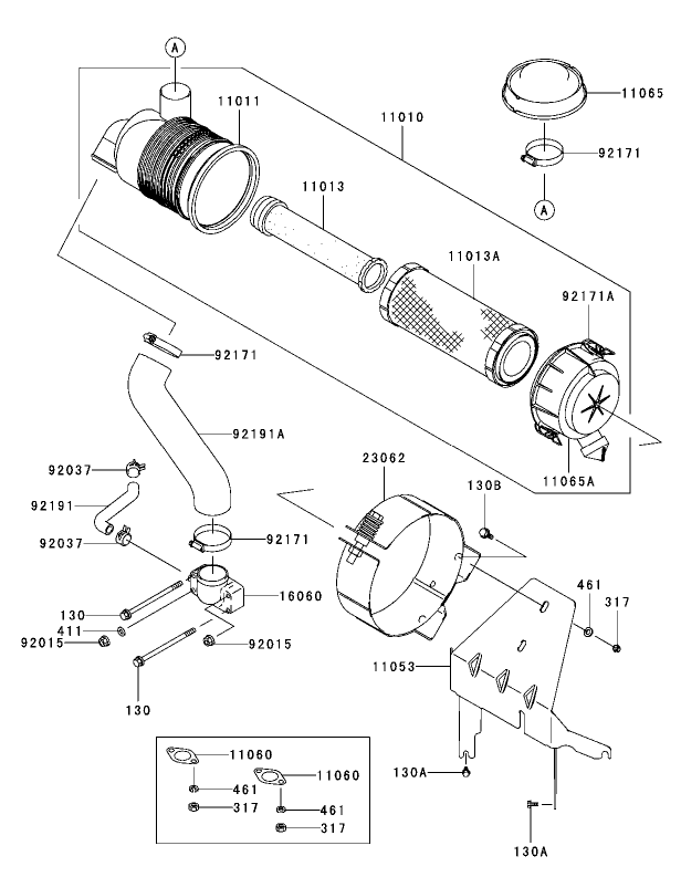 Air Filter and Muffler Assembly Kawasaki FH680V AS21