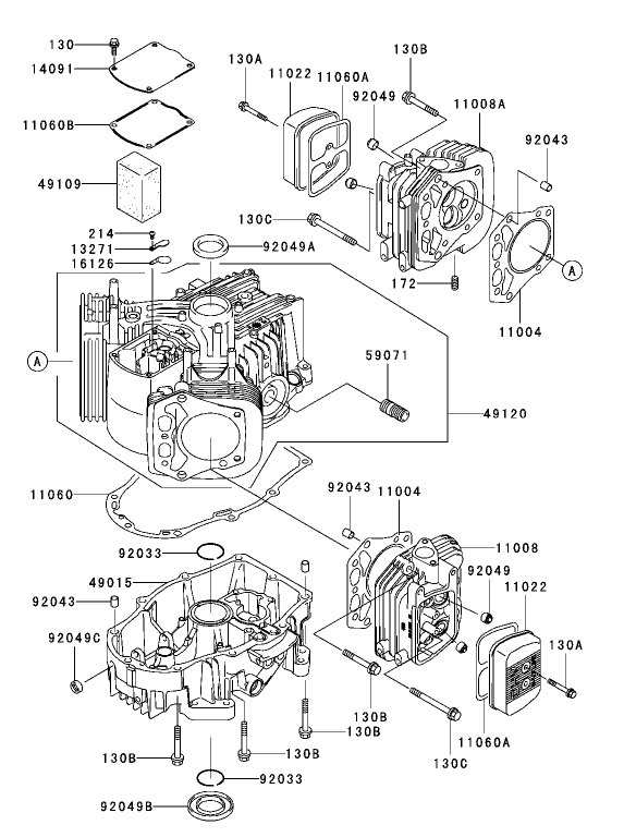 CylinderCrankcase Assembly Kawasaki FH680V AS21