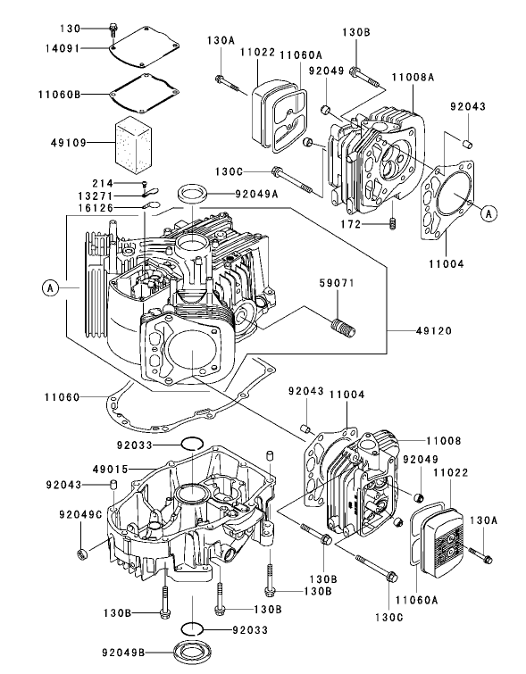 CylinderCrankcase Assembly Kawasaki FH680V AS21