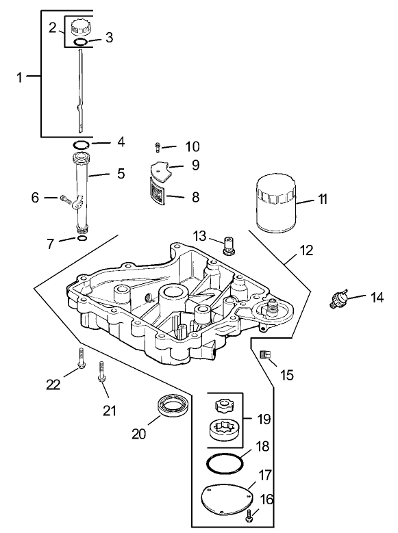 Oil Pan and Lubrication Assembly Kohler CV493S 27520