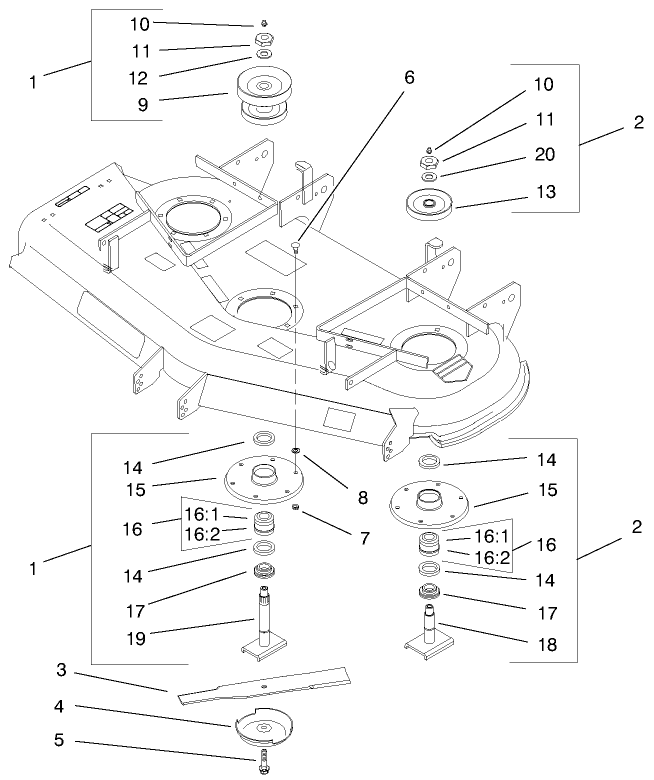 Spindles Blades And Deflector Assembly