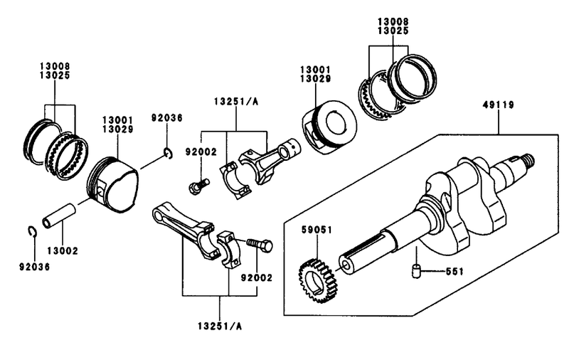 Pistoncrankshaft Kawasaki Fd661d S03