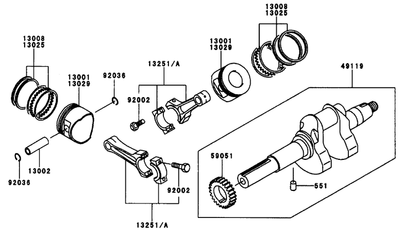 Pistoncrankshaft Kawasaki Fd661d S03