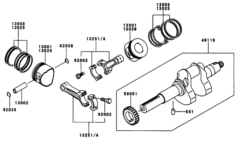 Pistoncrankshaft Kawasaki Fd661d S03