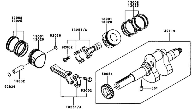 Pistoncrankshaft Kawasaki Fd661d S03