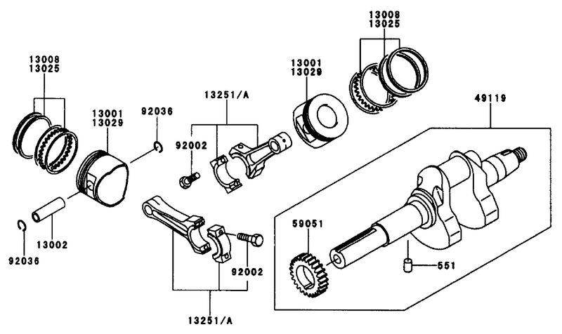 Pistoncrankshaft Kawasaki Fd661d S03