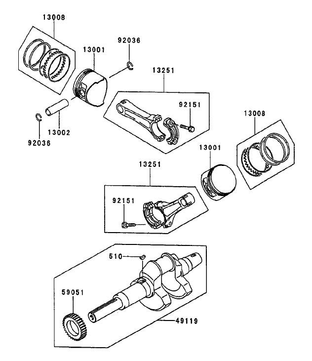 PistonCrankshaft Kawasaki FD750D AS03