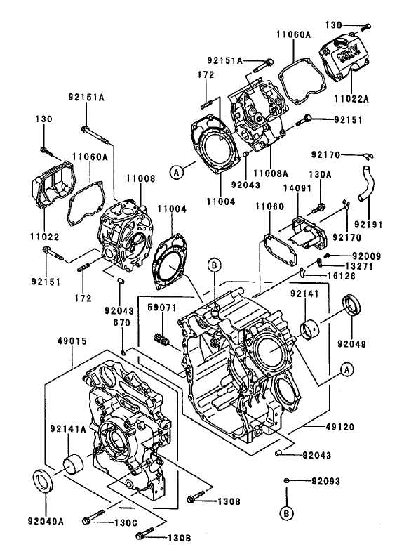 CylinderCrankcase Assembly Kawasaki FD750D AS03