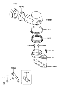 Air FilterMuffler Assembly Kawasaki FD750D-AS03