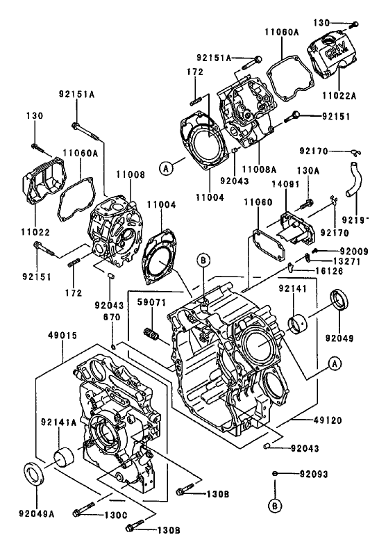Cylindercrankcase kawasaki Fd750d As03