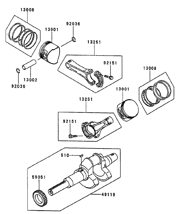 Pistoncrankshaft kawasaki Fd750d As03