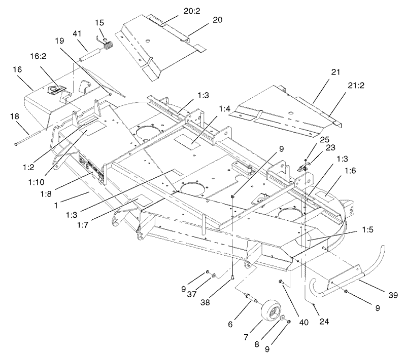 Deck Deflector and Roller Assembly